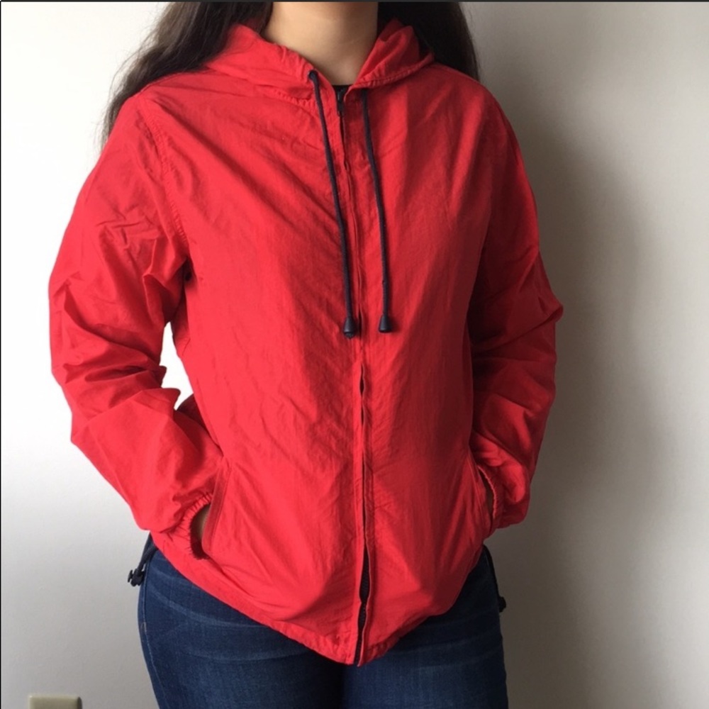 Women’s red windbreaker jacket